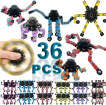 Pacote com 36 brinquedos giroscópios com ponta de dedo, topo mecânico DIY, robô de deformação, giradores de metal transformáveis, giradores de giroscópio engraçados, corrente de dedos, brinquedo, brinquedo, Fidget Spinners, alívio do estresse, ADD, ácido para crianças e adultos