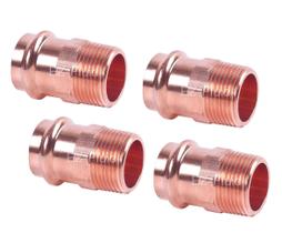 (Pacote com 4) Adaptador macho de prensa de cobre EZ-FLUID de 1" MIP x Press (Pacote com 4) Adaptador macho de prensa de cobre EZ-FLUID de 1" MIP x Press