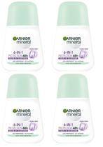 (Pacote com 4) Antitranspirante Garnier Mineral Protection 6 Floral Fresh Scent Roll On 200 ml para mulheres