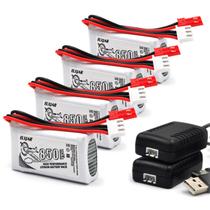 (Pacote com 4) Bateria LiPo de 7,4 V 850 mAh 20 C com plugue JST para UDI U829A
