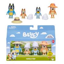 Pacote com 4 bonecos Bluey Family Trip com bonecos dobráveis de 2,5 polegadas