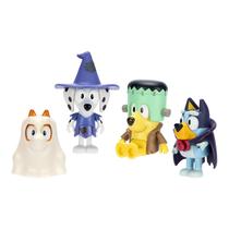 Pacote com 4 bonecos Bluey Halloween com bonecos e acessos de 2,5 polegadas.