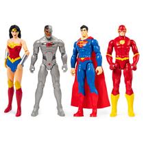 Pacote com 4 bonecos de ação DC Comics de 30 cm com Superman, Flash, etc.