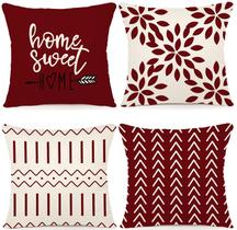 Pacote com 4 capas de travesseiro de Natal YCOLL, 50x50 cm, vinho tinto Pacote com 4 capas de travesseiro de Natal YCOLL, 50x50 cm, vinho tinto