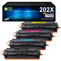 Pacote com 4 cartuchos de toner de alto rendimento compatíveis com HP 202X Pacote com 4 cartuchos de toner de alto rendimento compatíveis com HP 202X