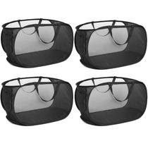 Pacote com 4 cestos de lavanderia dobráveis com bolso Bemkoo Black