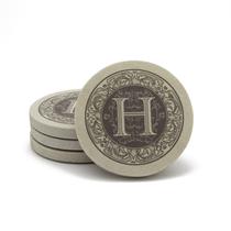 Pacote com 4 Coasters Thirstystone Monogram Letter H” Sandstone