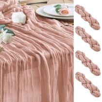 Pacote com 4 corredores de mesa Wokceer, 89x305 cm, gaze rosa empoeirada Pacote com 4 corredores de mesa Wokceer, 89x305 cm, gaze rosa empoeirada