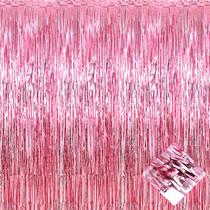 Pacote com 4 cortinas de alumínio com franjas, rosa, 1 m x 2,5 m AIKENLIN Pacote com 4 cortinas de alumínio com franjas, rosa, 1 m x 2,5 m AIKENLIN