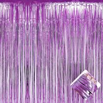 Pacote com 4 cortinas de alumínio com franjas, roxo claro, 1 m x 2,5 m Pacote com 4 cortinas de alumínio com franjas, roxo claro, 1 m x 2,5 m