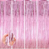 Pacote com 4 cortinas de enfeites de alumínio Backdrop Keyali, 100x253 cm, rosa