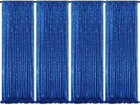 Pacote com 4 cortinas de fundo de lantejoulas, azul royal, 60 x 240 cm, QueenDream Pacote com 4 cortinas de fundo de lantejoulas, azul royal, 60 x 240 cm, QueenDream