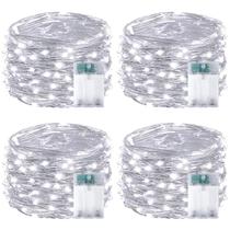 Pacote com 4 LED Fairy Lights EXF 16m 50 LED operado por bateria (branco frio)