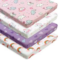 Pacote com 4 lençóis FIGEPO Baby Girl Elephant Pack N Play