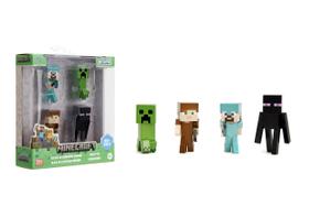 Pacote com 4 MetalFigs Jada Minecraft 2.5 Steve Diamond Armor