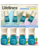 Pacote com 4 misturas de óleos essenciais Lifelines para difusores de aromaterapia