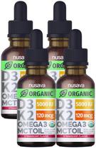 (Pacote com 4) NUSAVA Organic Vitamin D3 K2 Drops 5000 UI com óleo MCT
