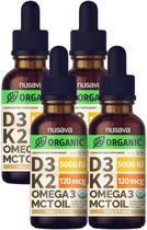 (Pacote com 4) NUSAVA Organic Vitamin D3 K2 Drops 5000 UI com óleo MCT