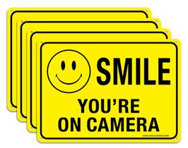 (Pacote com 4) Placa Faittoo Smile You're On Camera, alumínio de 25 x 18 cm