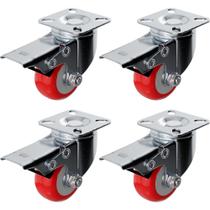 Pacote com 4 placas giratórias Caster Wheels Online Best Service, 5 cm com freio Pacote com 4 placas giratórias Caster Wheels Online Best Service, 5 cm com freio