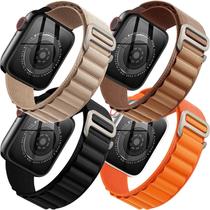 Pacote com 4 pulseiras de nylon Alpine Loop compatível Apple Watch 42 mm, 44 mm, 45 mm, 49 mm, pulseira de metal com gan