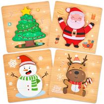 Pacote com 4 quebra-cabeças de madeira de Natal YBSOP Kids Toddler Toys