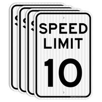 (Pacote com 4) Sinal de trânsito Faittoo Speed Limit 10 MPH 45x30cm Alumínio
