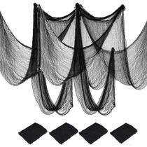 Pacote com 4 tecidos assustadores de Halloween, Kijamilee, 183 x 76 cm, preto Pacote com 4 tecidos assustadores de Halloween, Kijamilee, 183 x 76 cm, preto