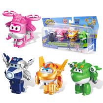 Pacote com 4 Toy Super Wings 2 Transform-a-Bot para crianças de 3 a 5 anos