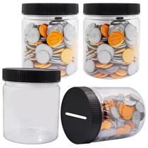 Pacote com 4 unidades de plástico transparente Coin Bank Mczxon Small de 500 ml Pacote com 4 unidades de plástico transparente Coin Bank Mczxon Small de 500 ml
