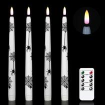 Pacote com 4 velas cônicas Flameless Taper Candles Wondise Halloween com controle remoto Pacote com 4 velas cônicas Flameless Taper Candles Wondise Halloween com controle remoto