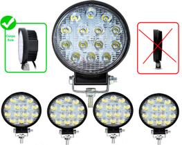 Pacote com 4x Un Farol de Milha Redondo 42w 14 Leds Jeep Troller 12v 24v Universal Banco Trator Carro Moto Suv Caminhão