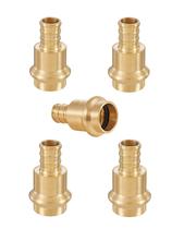 (Pacote com 5) Adaptadores de latão com acoplamento de crimpagem EFIELD de 1/2 polegada X 1/2 polegada para conexão de tubos de cobre e PEX