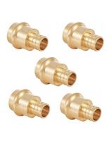 (Pacote com 5) Adaptadores de latão EFIELD Prensa de 3/4 polegadas X 3/4 polegadas PEX Crimp Coupling