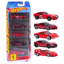 Pacote Com 5 Carros Ferrari Hot Wheels JGK14 - Mattel Pacote Com 5 Carros Ferrari Hot Wheels JGK14 - Mattel