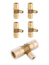(Pacote com 5) Conexões de latão de fluxo total EFIELD Pex A Expansion 1x1x1/2 Reducing Tee