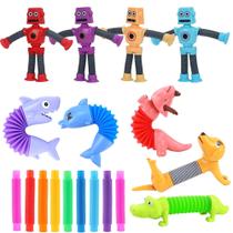 Pacote com 5 Fidget Toy Kryfa Animals Pop Tube para crianças e adultos Pacote com 5 Fidget Toy Kryfa Animals Pop Tube para crianças e adultos