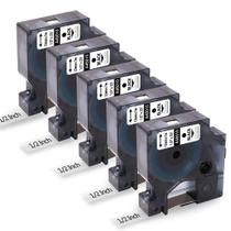 Pacote com 5 fitas de etiquetas que substituem o Dymo 45010 S0720500 12 mm x 7 m