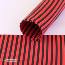 Pacote com 5 Folhas de EVA Listrado Dupla Face 40x60cm nas Cores Vermelho e Preto