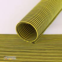 Pacote com 5 Folhas de EVA Mini Listra Delicado Dupla Face 40x60cm Amarelo e Preto