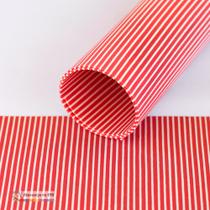 Pacote com 5 Folhas de EVA Mini Listra Delicado Dupla Face 40x60cm Branco e Vermelho