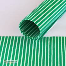 Pacote com 5 Folhas de EVA Mini Listra Dupla Face 40x50cm Verde e Branco