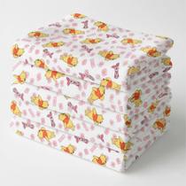 Pacote Com 5 Fralda 70x70cm Estampa Ursinho Pooh