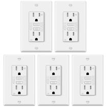 Pacote com 5 GFCI Outlet ELECTECK 15A, resistente às intempéries, branco Pacote com 5 GFCI Outlet ELECTECK 15A, resistente às intempéries, branco