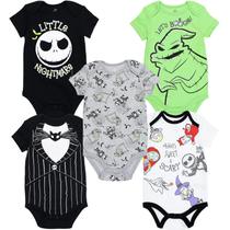 Pacote com 5 macacões Disney Nightmare Before Christmas Before Christmas para meninos, 6-9 m