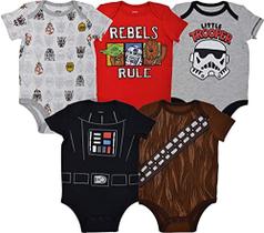Pacote com 5 macacões Star Wars para bebês meninos Darth Vader Chewbacca Storm Trooper 3-6 meses