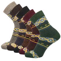 Pacote com 5 meias de lã para mulheres, cabine de malha quente e grossa no inverno