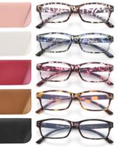 Pacote com 5 óculos de leitura JOLISU Blue Light Blocking 1.25