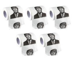 Pacote com 5 papéis higiênicos, presente inovador para Trump 45th President Pacote com 5 papéis higiênicos, presente inovador para Trump 45th President