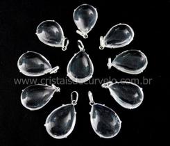 Pacote com 5 Pingentes de Cristal em Gota com Montagem em Prata 950 para Revenda